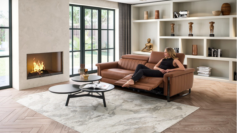 Canapé de relaxation électrique DETROIT | Grand confort pour ce canapé relax réalisable en tissu ou cuir